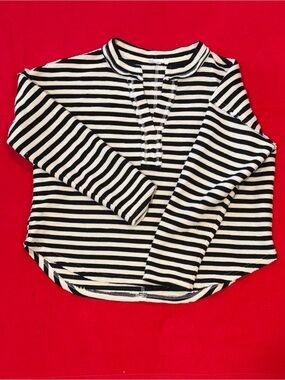 Blu Pepper Black & White Striped Long Sleeve Top